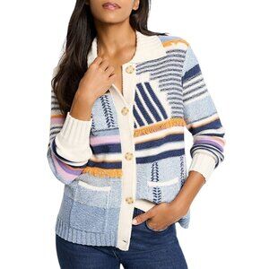 NIC + ZOE Women's Size XL Party Play Colorful Boho Collared Cardigan Sweater NEW
